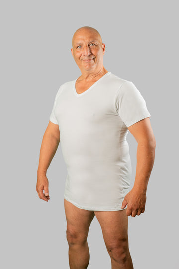 Elastična majica za močnejše postave 20Nodi 9001 V izrez Črna Bela 3xl do 10xl